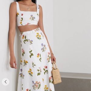 New Reformation Cole linen dress two piece Botanical size 0